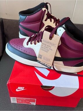 Nike Men’s High-Top Sneakers - Burgundy, White, Black